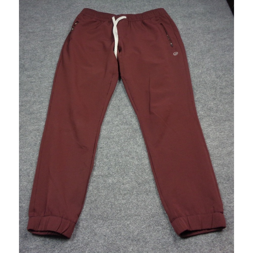 Wowie Rambler Jogger Men L 32x30 Brugundy Stretch Drawstring Tapered Chino Pants